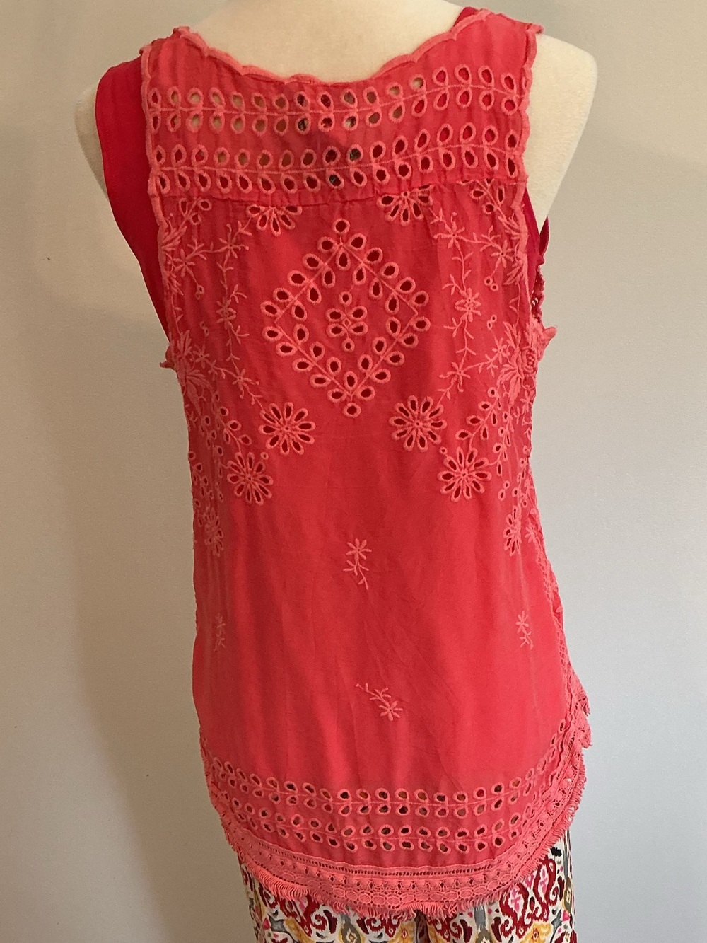 Johnny Was Calypso Coral Eyelet Embroidered Tank - Picture 2 of 10